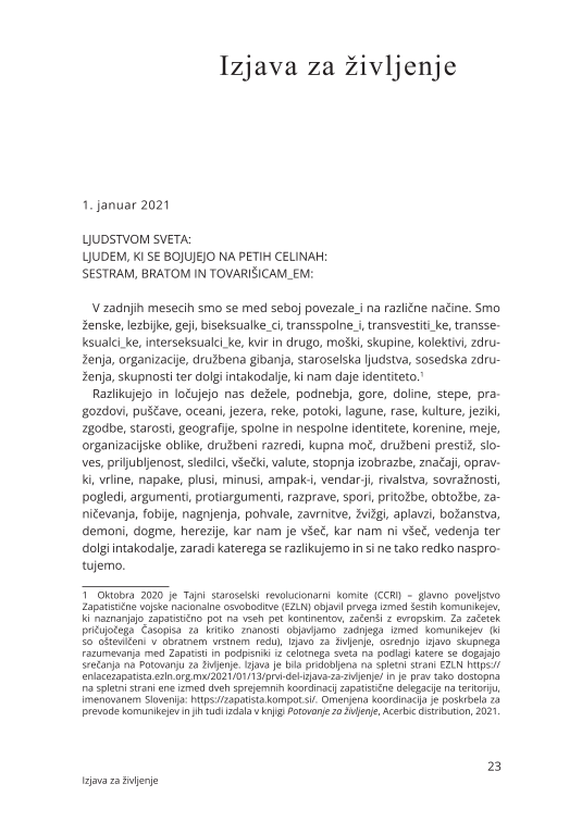 Izjava za življenje